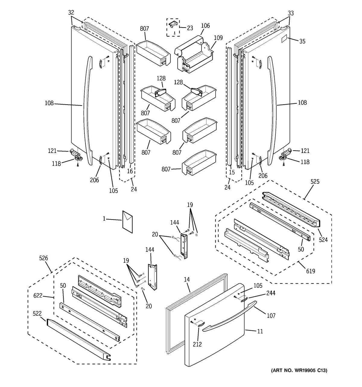 PFS22MBSBBB door diagram