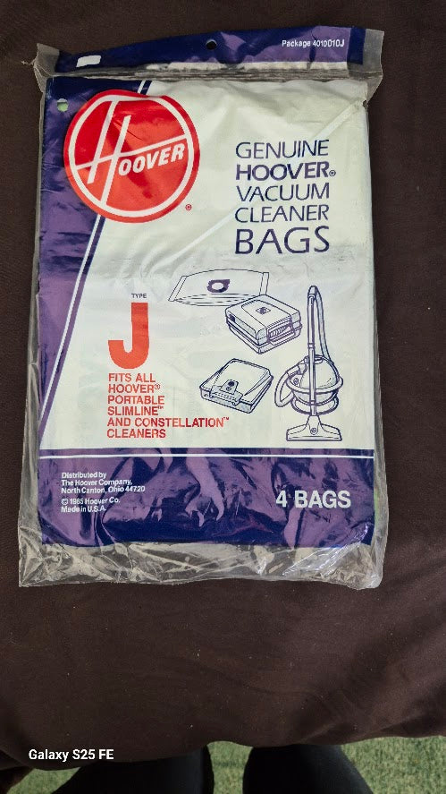 4010010J Hoover Vacuum Cleaner Type J Bags NEW Package of 4