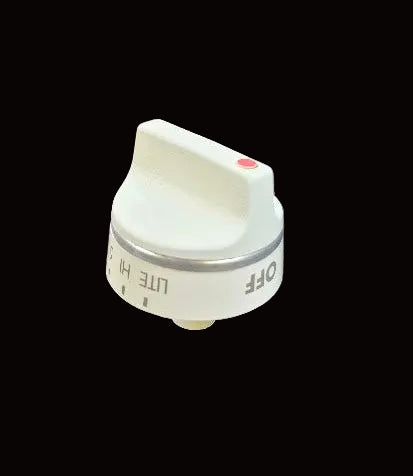 White gas burner knob with graphics