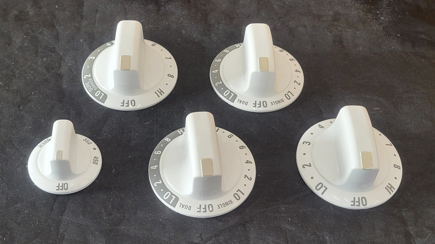 3194402 8523215 Whirlpool Range White Burner Knob Set