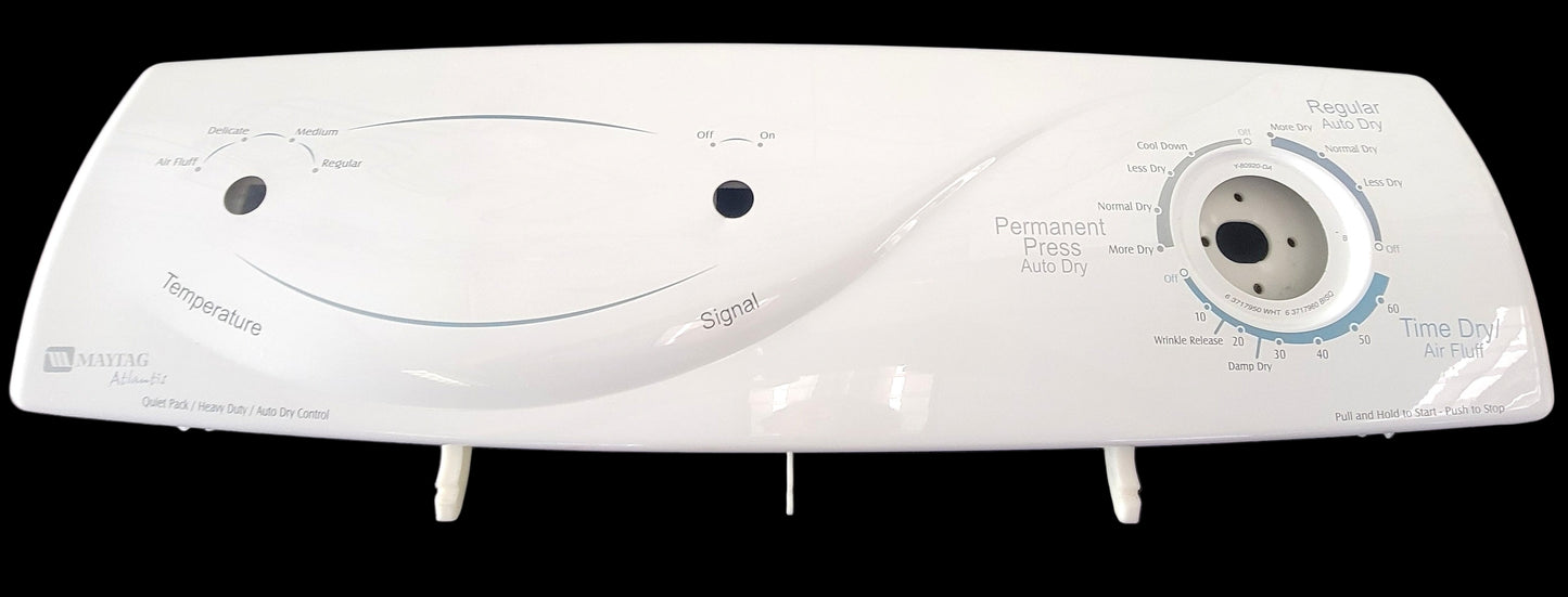 33002726 Maytag Dryer White Control Panel Only