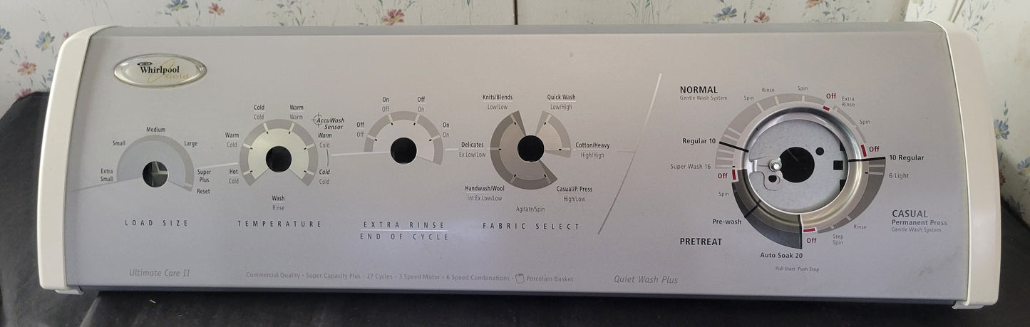3956618 Whirlpool Gold Washer Gray Control Panel Console
