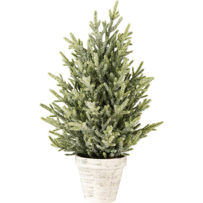 16" Glittered Bristle Bottle Brush Christmas Tree with Flower Pot Base
