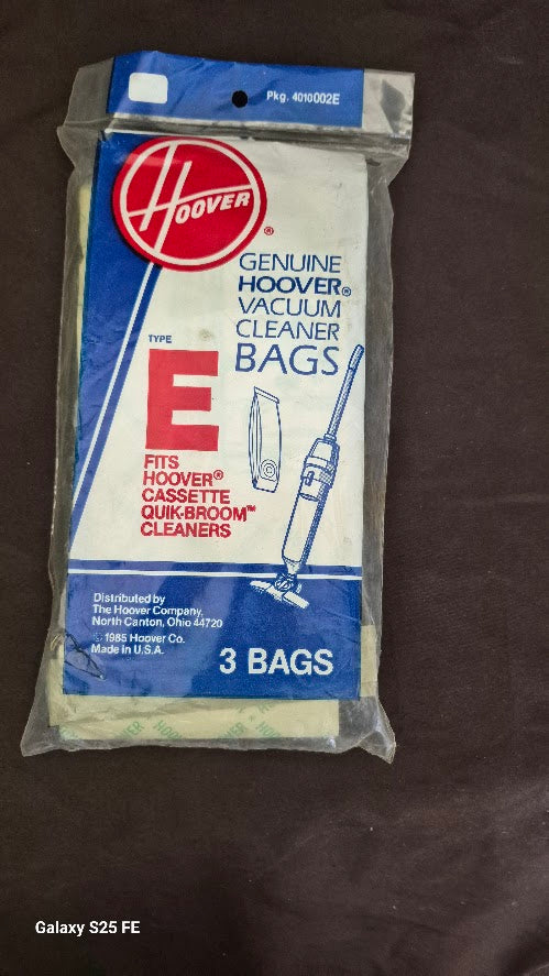 4010002E Hoover Vacuum Cleaner Type E Bags NEW Package of 3