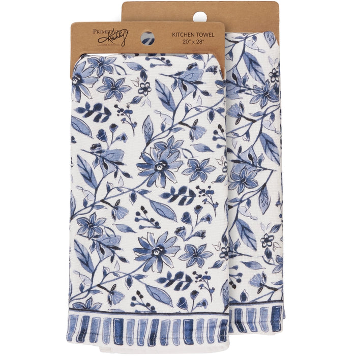 Primitives by Kathy Indigo Blue Floral Chinoiserie Cotton Kitchen Towel 20" x 28"