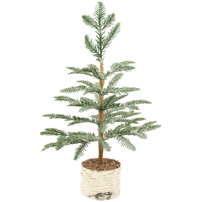 15.75" Icy Pine Frosted Decorative Christmas Tree with Faux Trunk Base