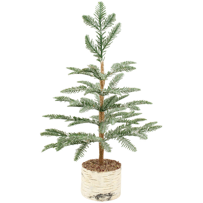 15.75" Icy Pine Frosted Decorative Christmas Tree with Faux Trunk Base