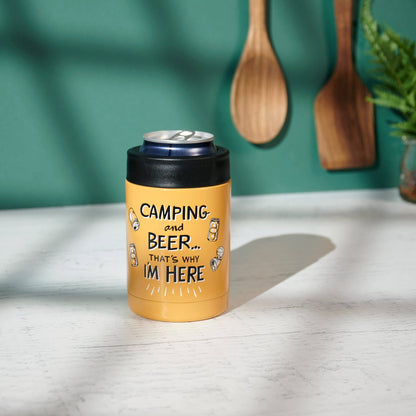 Camping & Beer Insulated Stainless Steel 12 oz Can Cooler