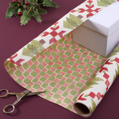 Tree Quilt Reversible Christmas Gift Wrap – 30" x 9.75'