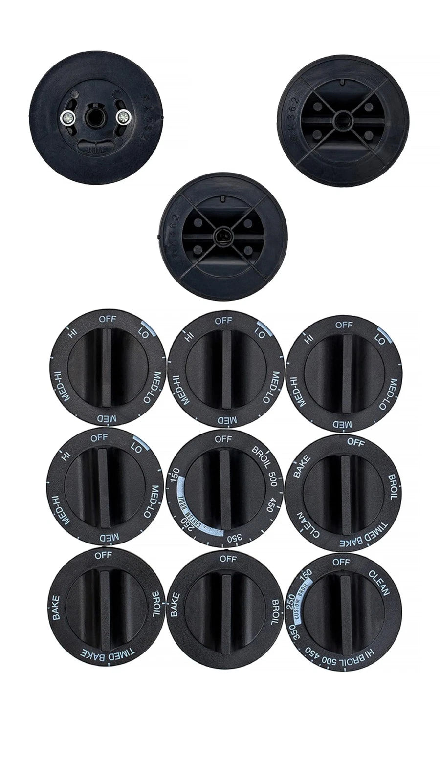814362 Whirlpool Range NEW Black Burner Thermostat Knob Set