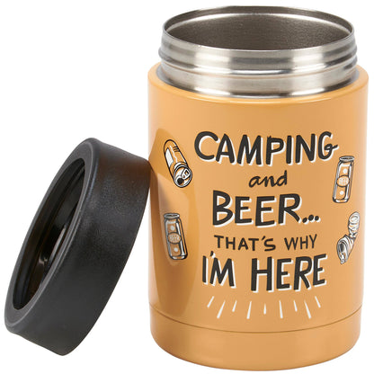 Camping & Beer Insulated Stainless Steel 12 oz Can Cooler