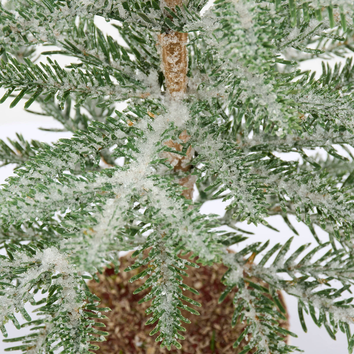 15.75" Icy Pine Frosted Decorative Christmas Tree with Faux Trunk Base