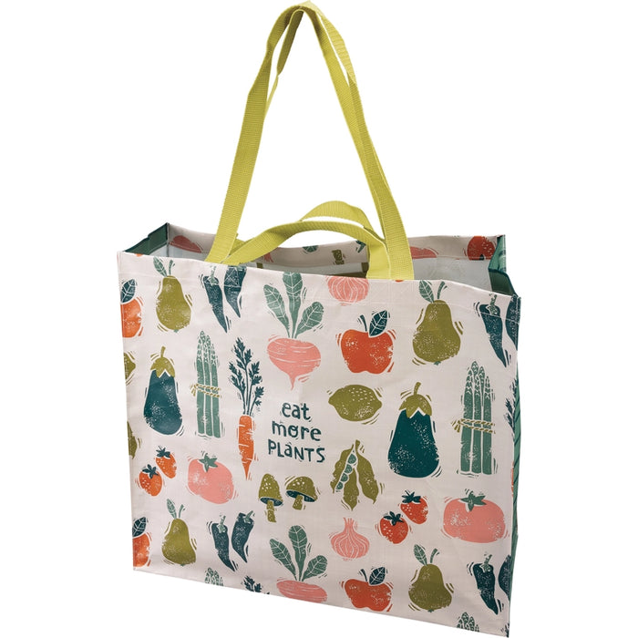 Eat More Plants Reusable Shopping Tote Vegetable Grocery Bag 19.5"