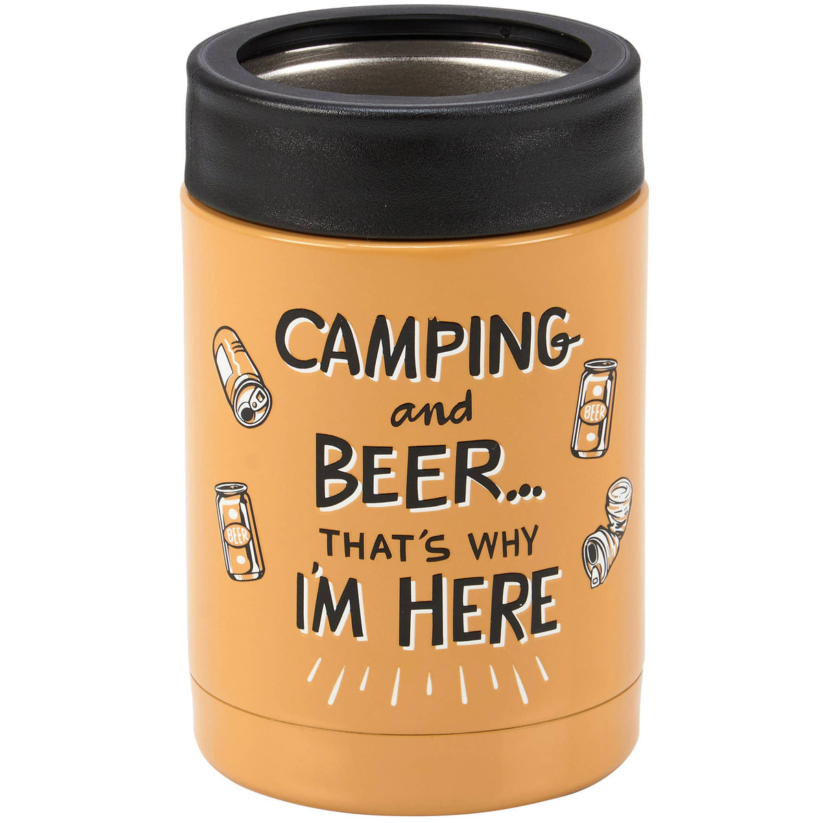 Camping & Beer Insulated Stainless Steel 12 oz Can Cooler