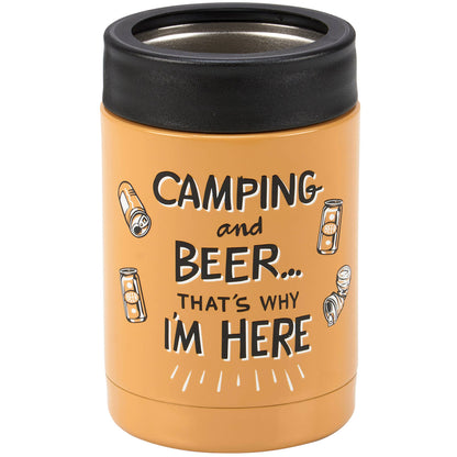 Camping & Beer Insulated Stainless Steel 12 oz Can Cooler