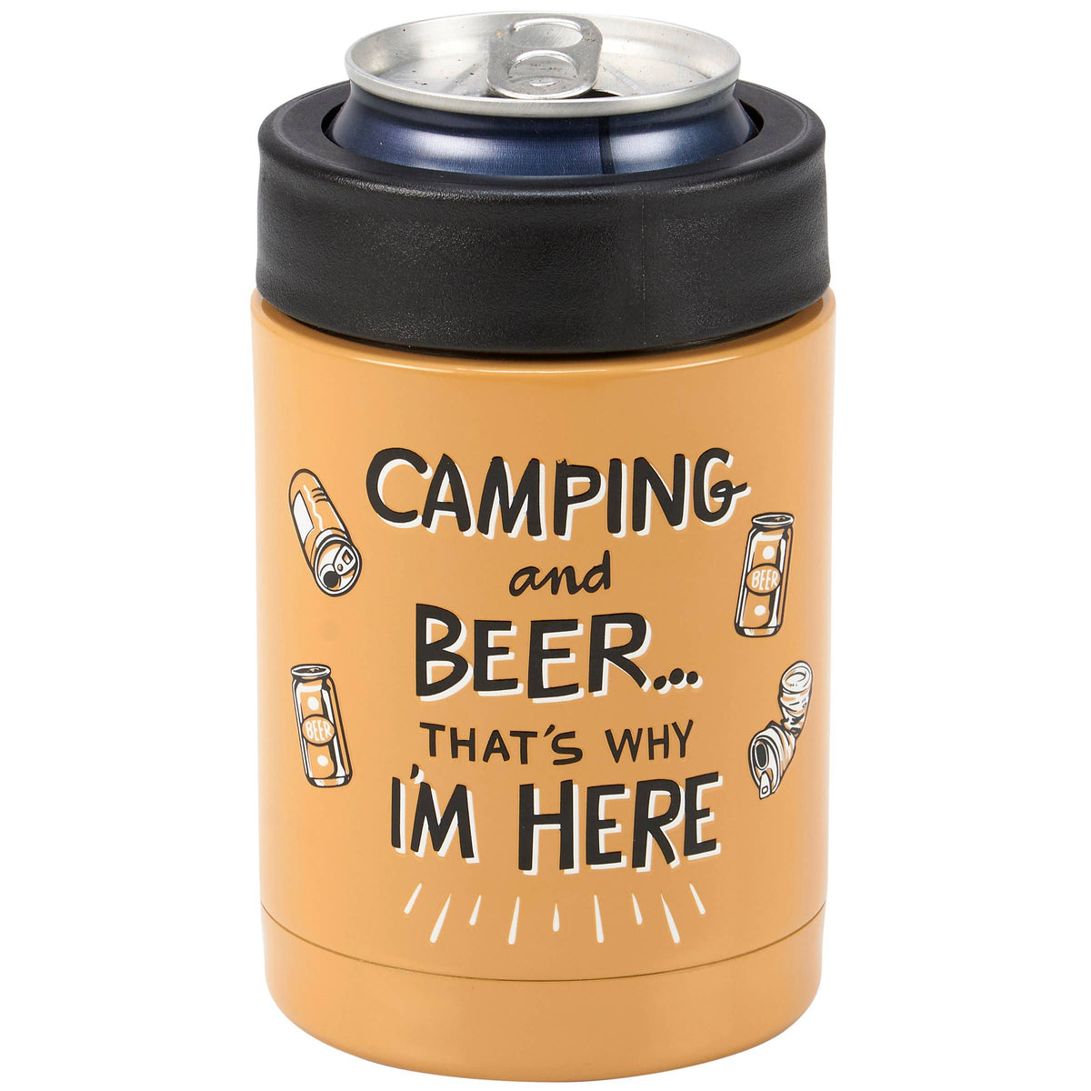 Camping & Beer Insulated Stainless Steel 12 oz Can Cooler