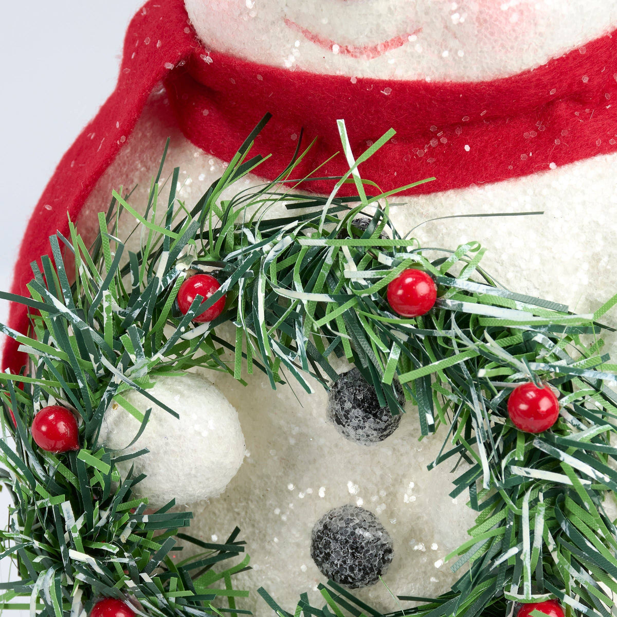 Retro Snow Woman Christmas Figurine with Wreath