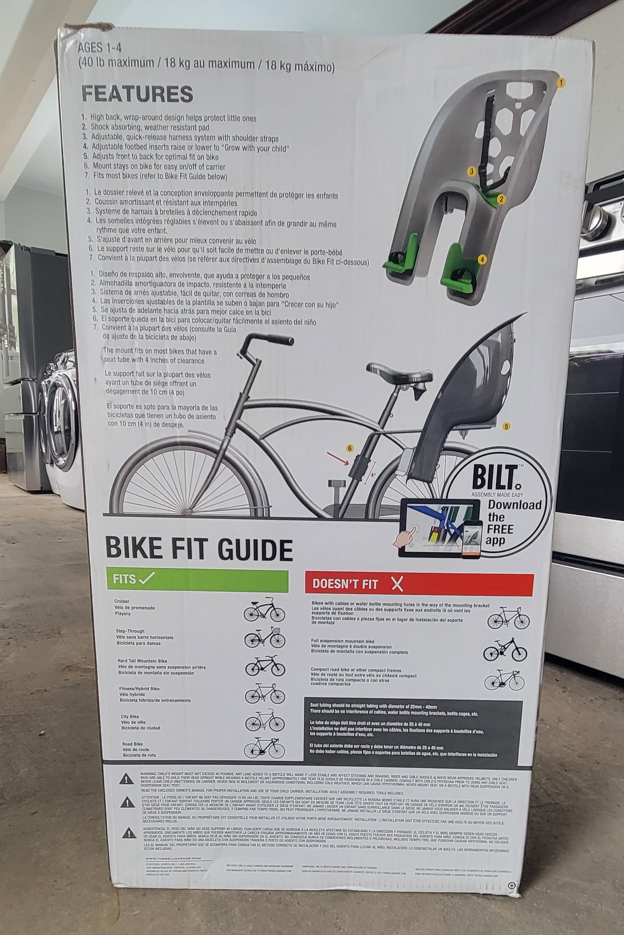 BELL Shell Bike Rear Child Carrier 7121999 Good Appliance