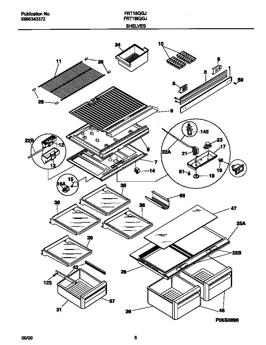 5303319069 Frigidaire Refrigerator Crisper Drawer Front Only Used OEM DIAGRAM FRT18QGJW1