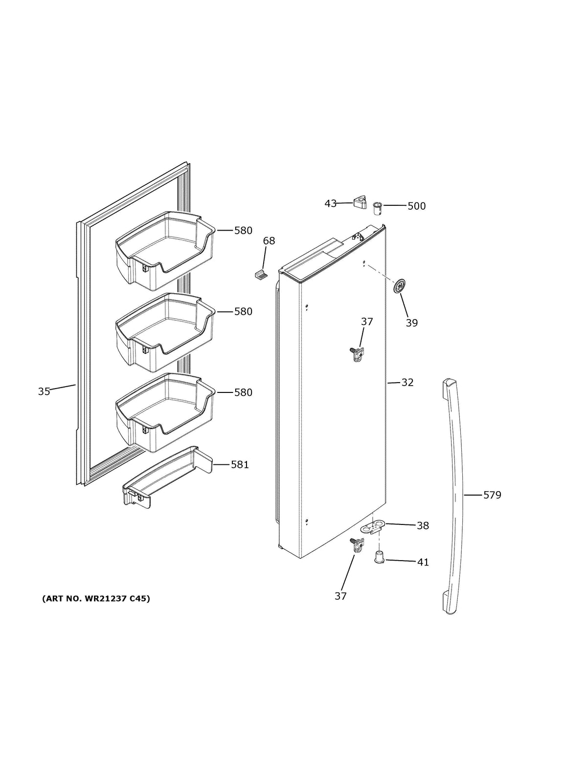 GNE21FYKHFFS_right_fresh_food_door_diagram