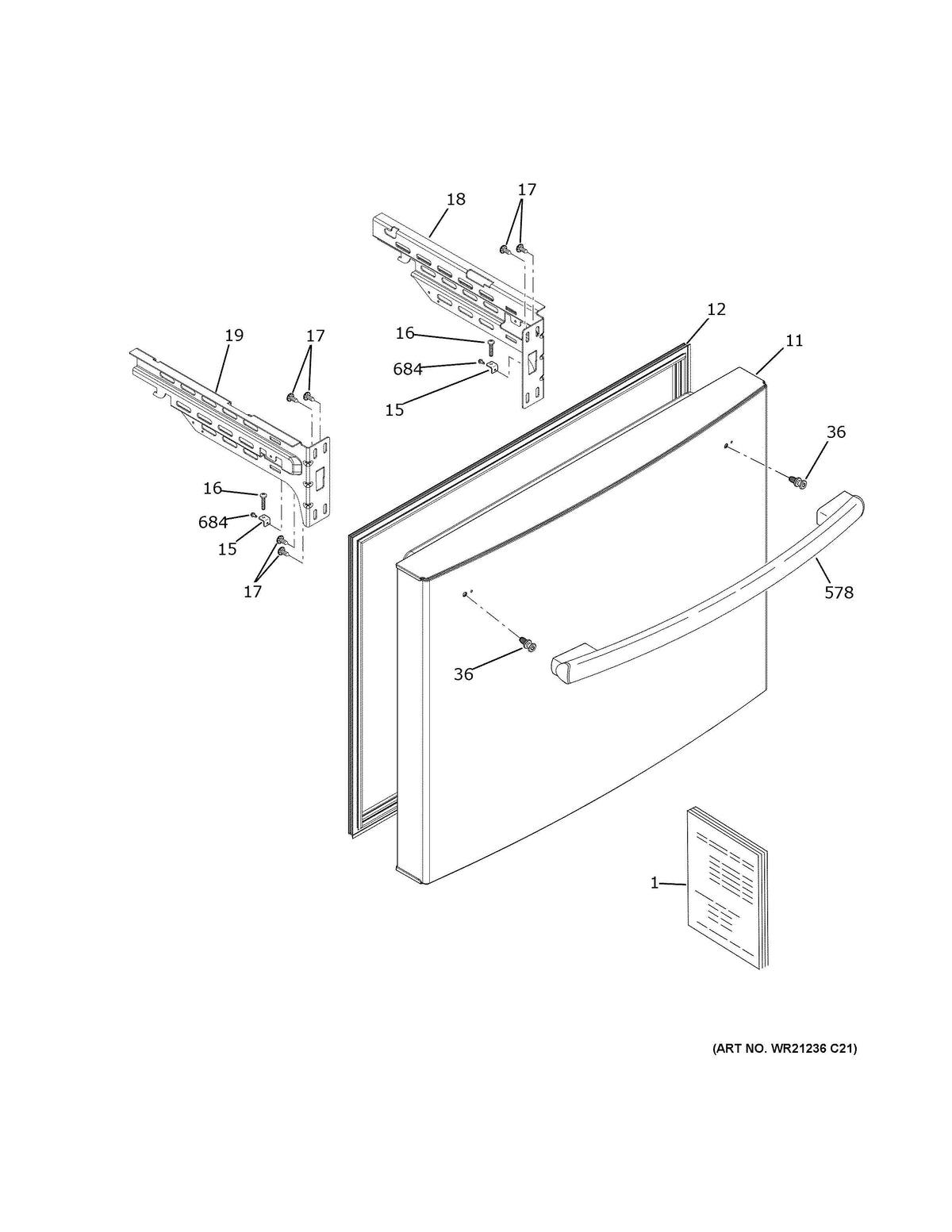 GNE21FYKHFFS freezer door