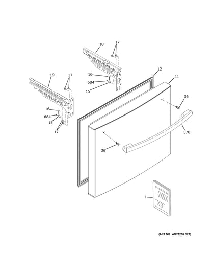 GNE21FYKHFFS freezer door