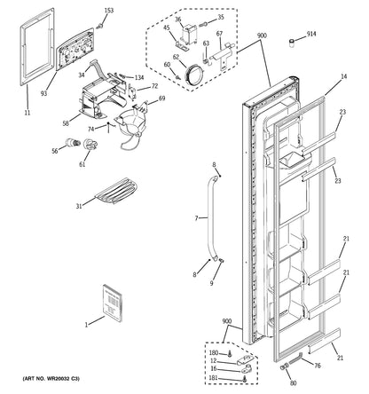 GSH25JSTCSS_freezer_door_diagram