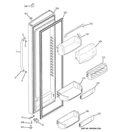 GSHS3KGZBCSS_fresh_food_door diagram