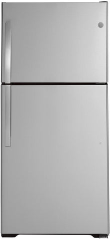 GE 33" 21.9 Cu. Ft. Top Freezer Refrigerator with Crisper Drawers and Reversible Hinge - Fingerprint Resistant Stainless Steel
