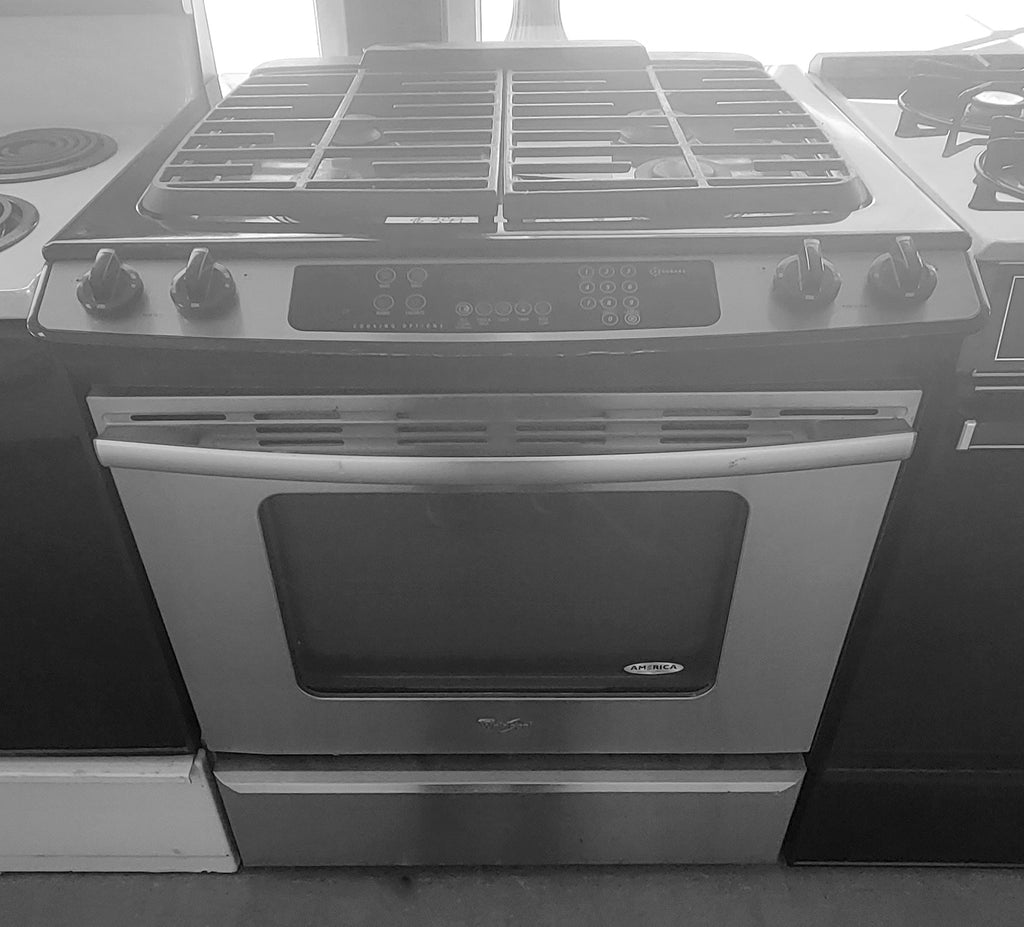 Reconditioned Used Whirlpool Natural Black Stainless Drop In Gas Range