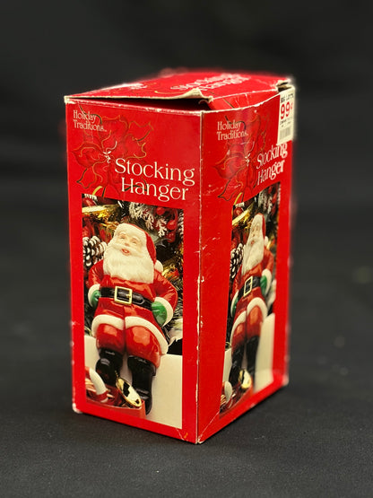 Vintage 1988 Plastic Santa Stocking Holder