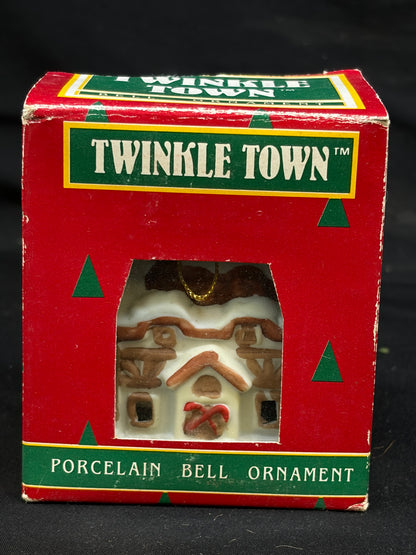 Vintage Twinkle Town Porcelain Bell Ornament