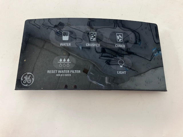 WR55X10519 GE Refrigerator Black Dispenser Board with Overlay