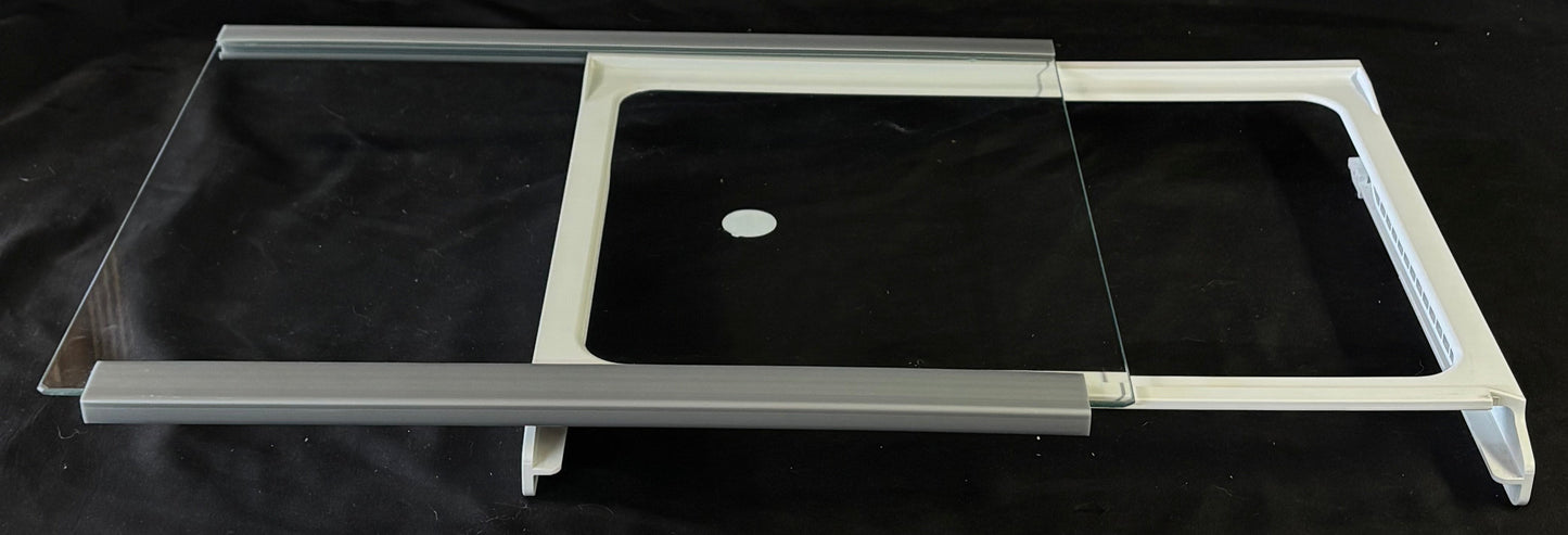 W11697465 , W11368751 Whirlpool Refrigerator Meat Pan Cover Glass w/ Frame