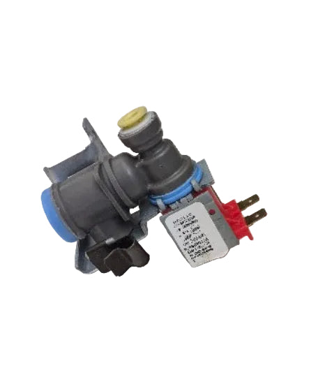 New Genuine OEM Whirlpool refrigerator water inlet valve WP2315576 with push-in quick-connect fittings.