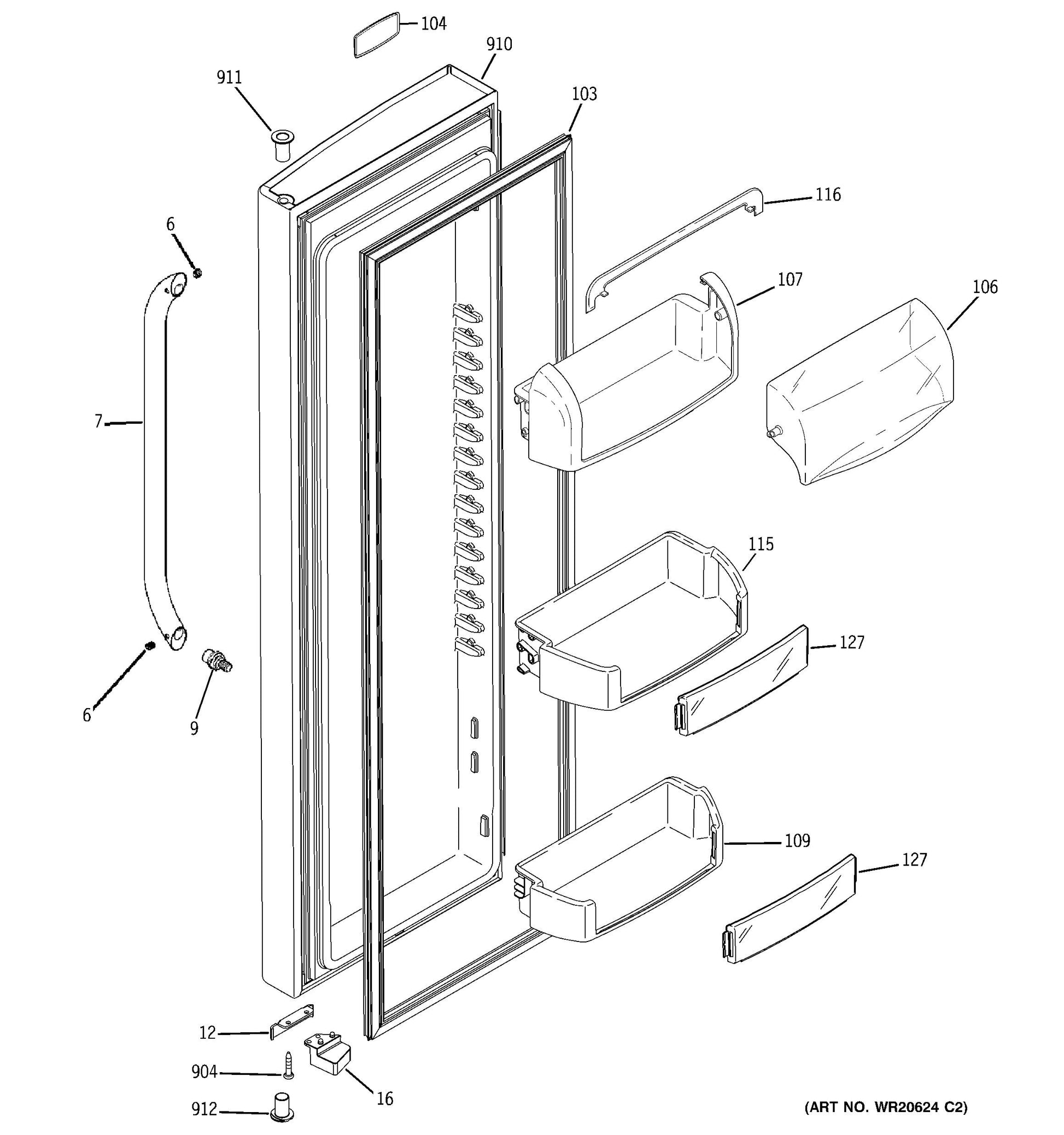 PSHS9PGZBCSS_fresh_food_door_diagram