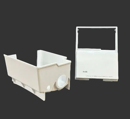 Used Genuine OEM GE WR30X257 refrigerator ice bin bucket with WR17X10339 front cover