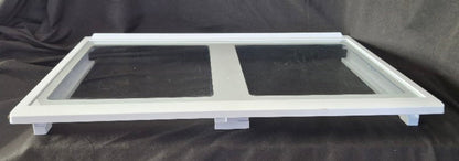 Used OEM Criterion refrigerator and freezer drawer pan glass cover frame 30114-0151400-00 for select Criterion and Midea models.