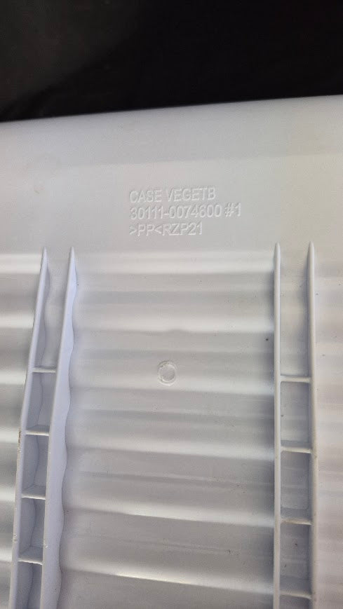 Used OEM Criterion upright freezer drawer pan 30111-0075500-00 label