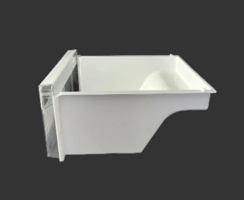 Used OEM Frigidaire refrigerator meat pan drawer 5303288968 with front cover 5303317753 side