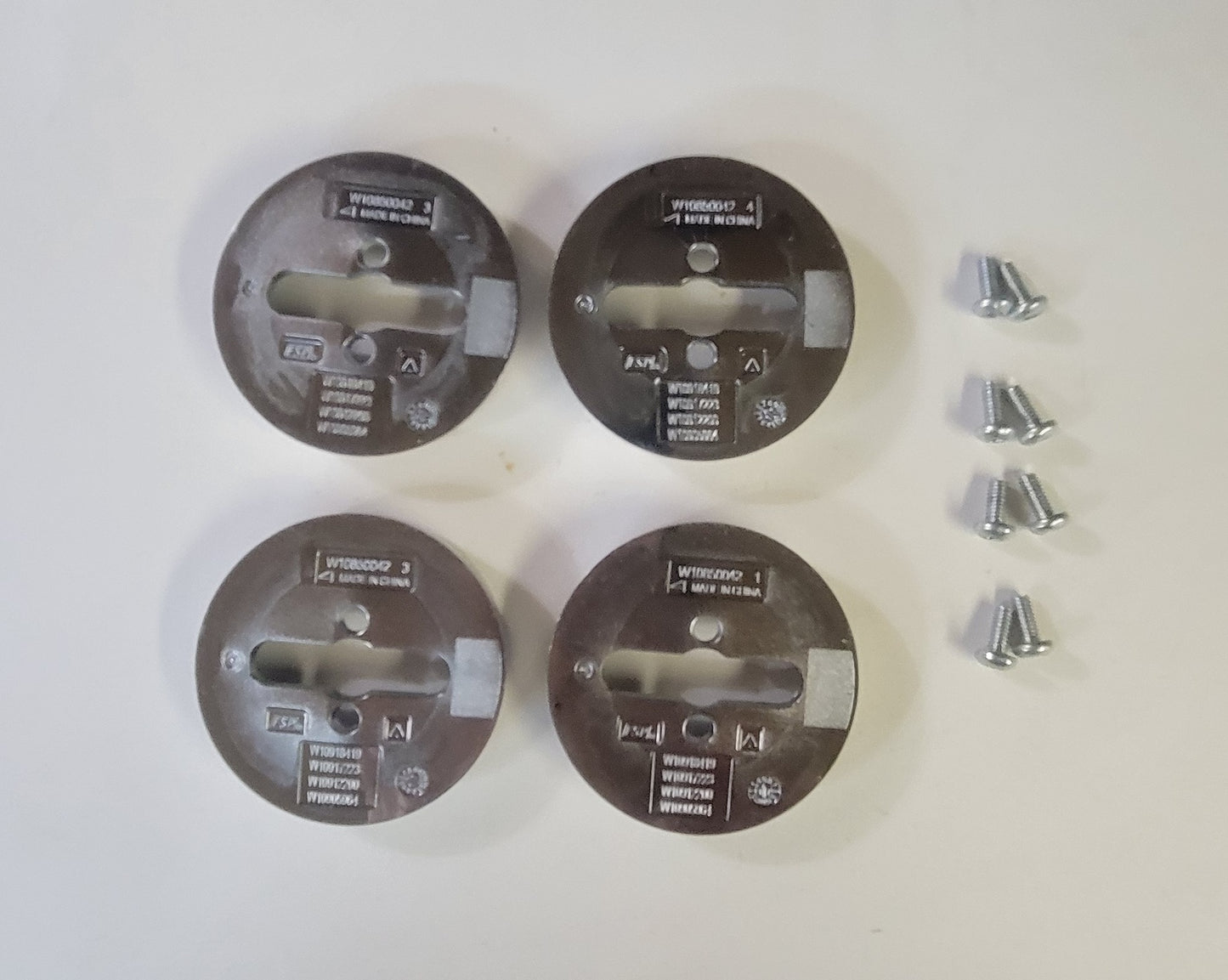 W10850042 Whirlpool Range Stainless Burner Knob Bezel Set