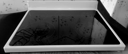 W11381329 Whirlpool Range White Black Glass Cooktop