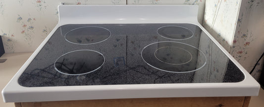 WB62T10457 GE Range Black Top White Trim Glass Stove Top