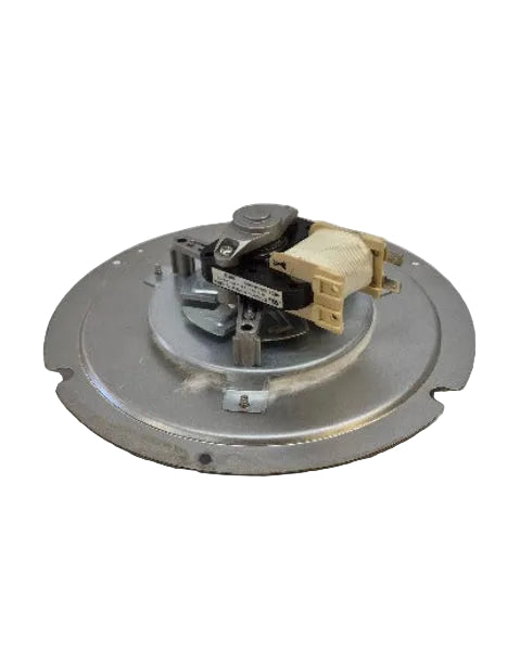 Whirlpool range convection fan motor AP7014526 rear view with mounting bracket.