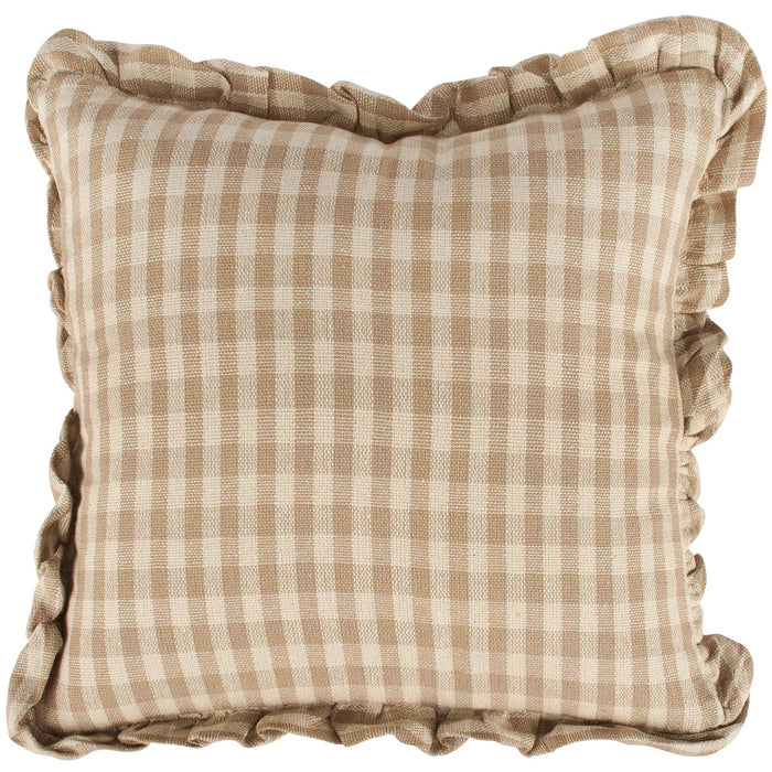 Tan Gingham Cotton Decorative Pillow | Cottage Décor