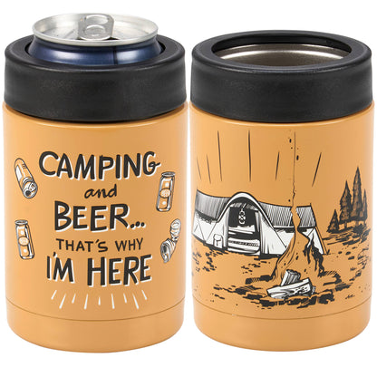 Camping & Beer Insulated Stainless Steel 12 oz Can Cooler
