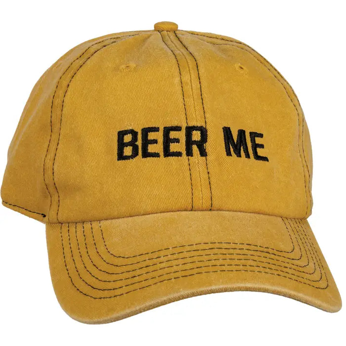 Beer Me Embroidered Cotton Baseball Cap Weathered Yellow Adjustable Hat