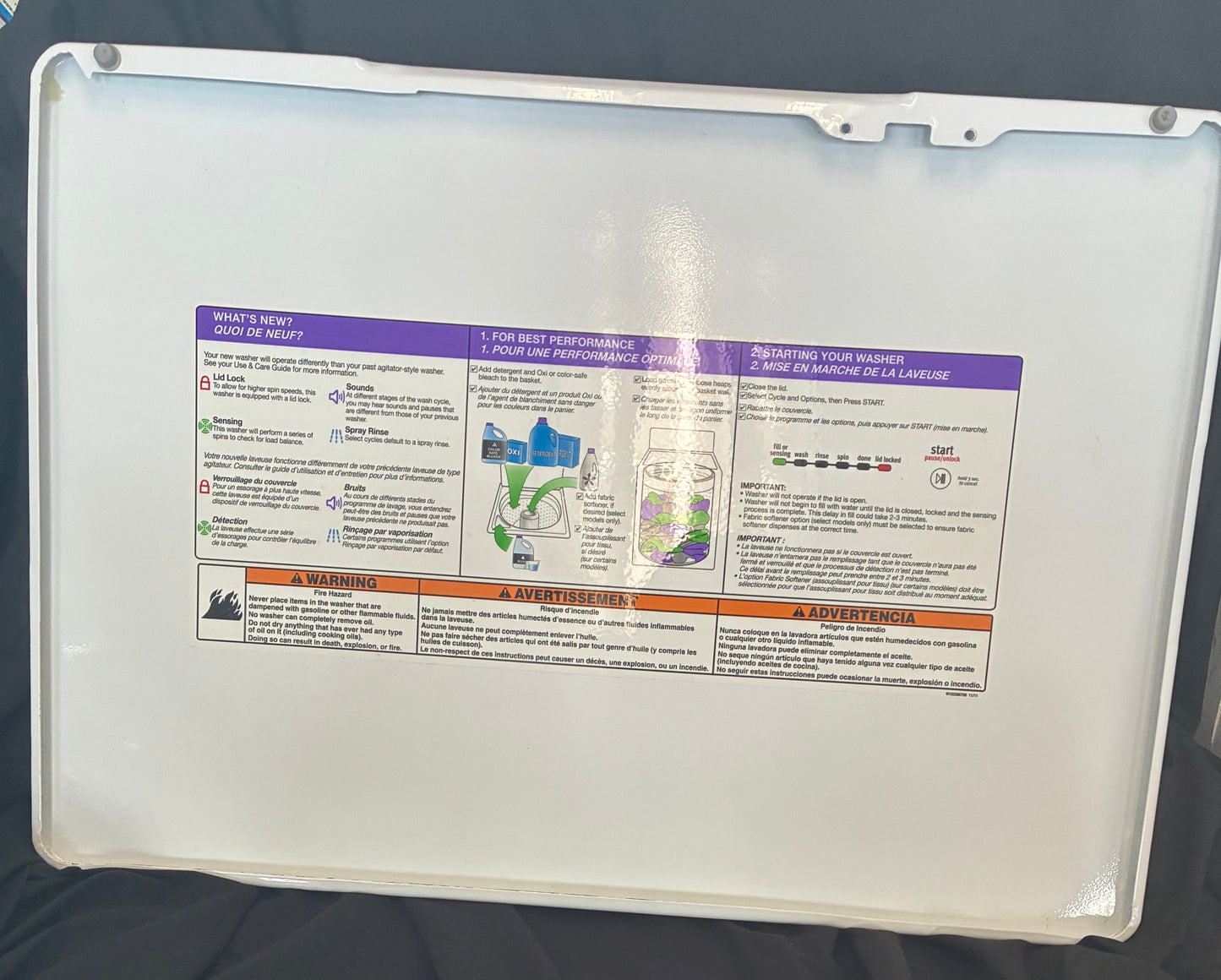 W10303994 8540716 Whirlpool Duet Washer White Top Cover