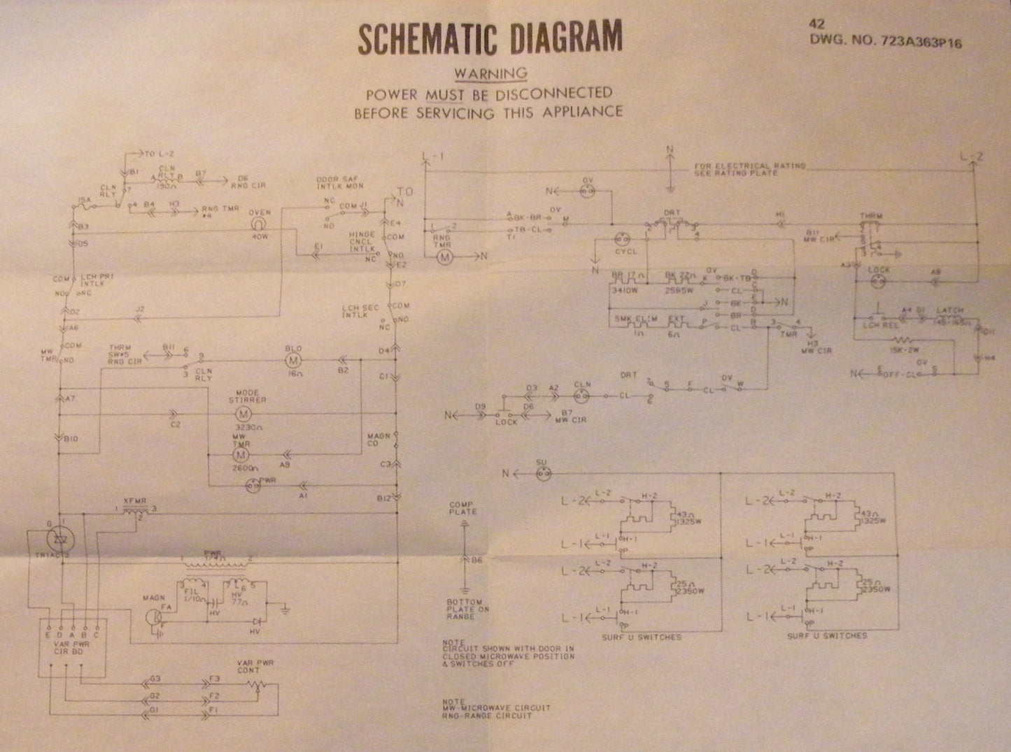 JBV42G001AD GE Range Vintage Wiring Schematic Diagram