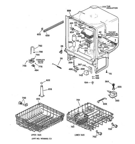 Hotpoint Dishwasher Refurbished Upper Rack HDA352-06 AD